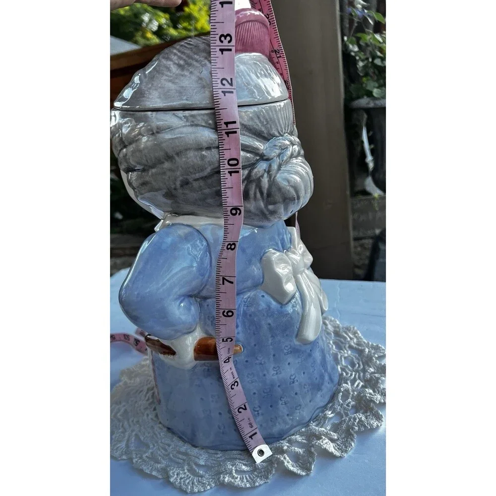 Vintage Treasure Craft Grandma Cookie Jar Blue Dress “ Collector Condition”